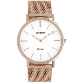 OOZOO Quarzuhr Oozoo Herren-Uhr rosegold, (Analoguhr), Herrenuhr rund, groß (ca. 40mm) Edelstahlarmband, Fashion-Style rosa