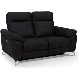 Ibbe Design Schwarz Stoff 2er Sitzer Relaxsofa Couch mit Elektrisch Verstellbar Relaxfunktion Heimkino Sofa Doha mit Fussteil, Federkern, 162x96x101 cm