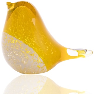 H&D Geblasenes Glas Vogel Figur Briefbeschwerer, gelbe Tischdekoration Ornament