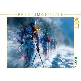 Calvendo Puzzle Biathleten in winterlicher Landschaft. Wettkampf-Szene im künstlerischen Stil 1000 Teile Lege-Größe 64x48cm Foto-Puzzle für glücklic