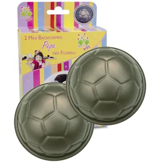 Städter Backform Fußball, 2er-Set Motivbackform Mini Fußballkuchen, Antihaftbeschichtung made without PFAS, ø 8,5 cm, 150 ml, Metallform Kindergeburtstag