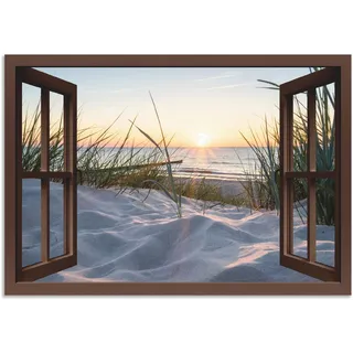 Wandbild ARTLAND "Ostseestrand durchs Fenster", beige (farbe bild(er): naturfarben), B:130cm H:90cm, Bilder, als Alubild, Leinwandbild in verschied. Größen