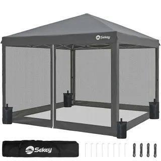 Sekey Faltpavillon 3 x 3 m inkl. 4 Seitenteile Grau