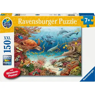 Ravensburger Kinderpuzzle 150 XXL Teile - Wieso? Weshalb? Warum? Meerestiere am Korallenriff