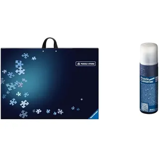 Ravensburger Puzzlemappe für Puzzles mit bis zu 1000 Teilen, Kombination aus Puzzle-Sortierschale & Puzzle-Conserver - Transparenter Puzzlekleber um Puzzles zu fixieren und aufzuhängen, 200 ml