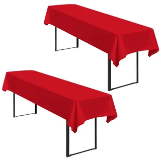 2 Stück Tischdecke Bierzeltgarnitur 100 x 250cm Biertisch Tischdecke wasserdichte Polyester Tischdecken Rot Biertischdecke für 50 und 70cm Biertische, Rechteckige Tischdecken für Hochzeitsfeiern