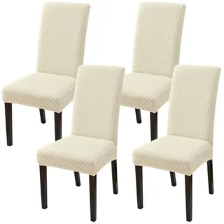 Refttenw Stuhlhusse Stuhlhussen für Esszimmerstühle,Wasserabweisend Stuhlbezüge,2/4 Stück beige 35 cm