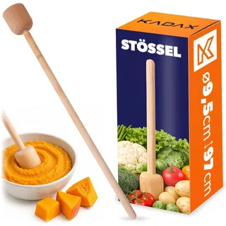 KADAX Krautstampfer aus Holz, 97 x 9.5 cm, Sauerkrautstampfer, Stampfer für Fermentieren von Sauerkraut, Kartoffelstampfer, Holzstößel, Handstampfer, Holzstampfer