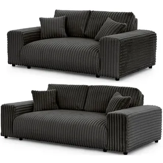 s-style möbel 3-2 Garnitur Cord 3-Sitzer + 2-Sitzer Grau