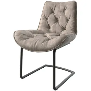 DeLife Freischwinger Taimi-Flex Mikrofaser Taupe Vintage Freischwinger rund Schwarz