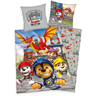 Paw Patrol Rescue Knights Wende Bettwäsche Set 2 tlg.135x200cm 80x80cm