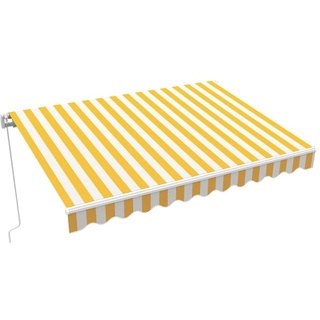Gelenkarmmarkise Basic 2000 | 3x2,5 m | Stoff: Block, gelb-weiß | Gestell: weiß | paramondo Markise für Terrasse, Balkon, Garten