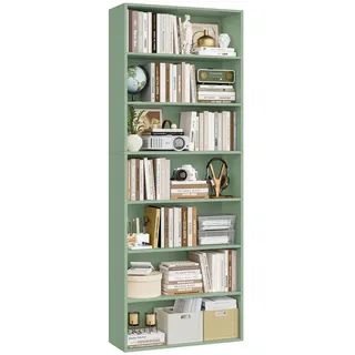 Homfa Bücherregal, 210cm Standregal, Bücherschrank mit 7 Fächern, grün grün