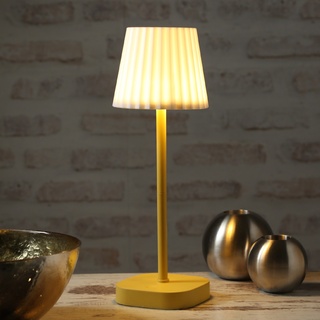 LED Garten Tischlampe - wei√üer Lampenschirm - 2 Helligkeitsstufen - H: 34cm - USB - f√or Au√üen - gelb