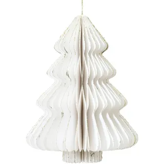 Decoris Dekohänger Tanne wollweiß - Papier, Verschiedene Durchmesser - H 20 cm x B 15 cm