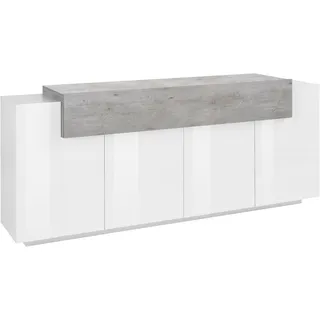 Sideboard »Coro«, weiß Hochglanz/betonfarben, , 56185037-0 B/H/T: 200 cm x 85,6 cm x 45 cm