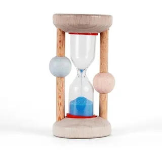 Hess since 1990 - Sanduhr zum Zähneputzen für Kinder, Zahnputzuhr aus Holz, mit farbigem Sand, aus dem Erzgebirge