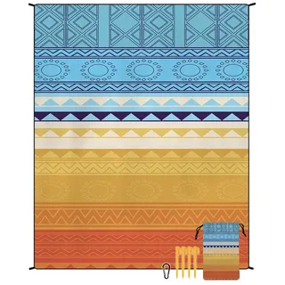 Picknickdecke Campingdecke Stranddecke Wasserdicht Waschbar, 180x220 cm, Coonoor, Strapazierfähiges Picknickdecke Für Strand, Wandern, Reisen bunt