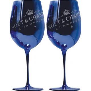 Moet Chandon Glas Blau Imperial Champagner 2 Stück - Blau