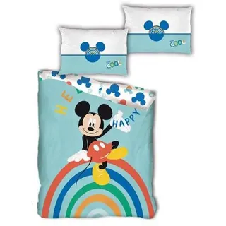 Disney Mickey Maus Regenbogen Bettwäsche Set (Bettbezug 140 x 200 cm und 1 Kissenbezug 63 x 63 cm)