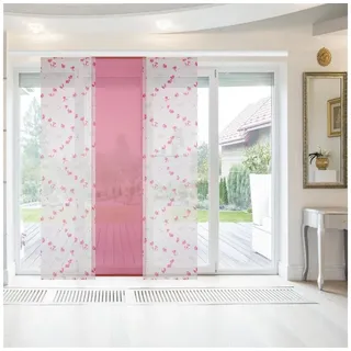 Bestlivings Vorhang (3 St), Paneelwagen, transparent, Transparente Schiebegardine mit Klettband und Befestigungszubehör rosa