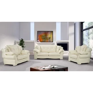 Salottini 3-2-1 Garnitur Leder 3-Sitzer + 2-Sitzer + Sessel Weiß