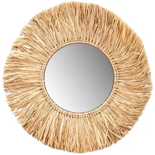 levandeo Wandspiegel Seegras Ø 50cm Spiegel Rund Flurspiegel Wanddeko Boho Deko Naturdeko Bohostyle Bohochic