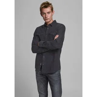 JACK & JONES Langarmhemd Schwarz XXL