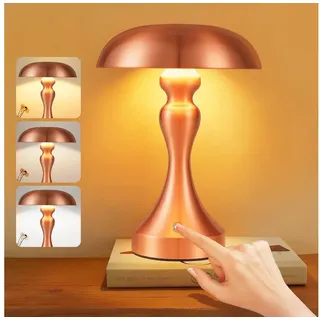 ZMH LED Tischleuchte kabellose Akku-Nachttischlampe mit Touch-Steuerung, dimmbar, 3 Lichtfarben, USB-aufladbar, LED fest integriert, 3000-6500K rosa