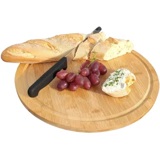 GERSO Schneidebrett nachhaltig aus Bambus D=33cm rundes Brett für Brot Pizza Obst Fleisch Gemüse zum Schneiden