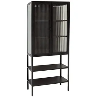 osoltus Sideboard osoltus Vitrine Schrank Riffelglas Stahl cube Schwarz Industrial 146