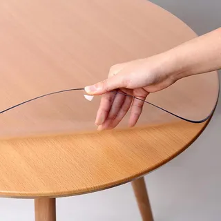 Tischfolie Rund,tischfolie Transparent Rund,transparent Pvc Tischdecke Tischmatte,tischfolie Transparent 1.5 mm Dick,anti-hot Tischmatte,für Schreibtisch Tisch Esstisch (85cm)