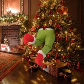 Elf Beine für Weihnachtsbaum, Grinch Deko, Grinch Weihnachtsbaum Topper, Stola Weihnachten Elf Gefüllte Bein Stuck Weihnachtsbaumspitze Weihnachtsbaum Anhänger Weihnachtskranz Christbaumschmuck