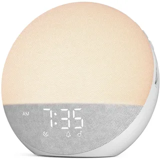 Hiromeco Tageslichtwecker White Noise Machine: Natürliches Wecklicht mit Bluetooth - 25 Naturgeräuschen - RGB Nachtlicht für Erwachsene Kinder im Schlafzimmer