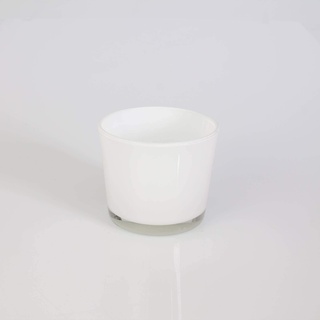 INNA-Glas Kleines Windlicht - Glasvase Alena, weiß, 8,5cm, Ø 10cm - Tischlicht - Konische Vase