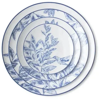 Quality Elegance Tellerset, Weiß, Blau, Gold, Keramik, 4-teilig, Rund, 30x2x2 cm, kratzfest, Essen & Trinken, Geschirr, Geschirr-Sets, Teller-Sets