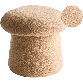 Beliani Pouf Bouclé 45 x 36 x 45 cm Beige