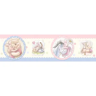 AG Design Selbstklebende Bordüre Disney Winnie Puuh, WBD 8066 | Wasserfest Kinderzimmer Wand Dekoration | Wandbordüre für Mädchen und Junge | Folie, Mehrfarbig | Breite 500 cm x Höhe 13.8 cm