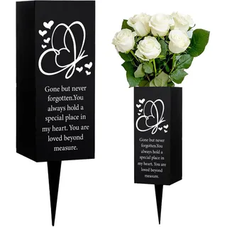 WEBEEDY Friedhofsvasen Mit Metallspitzen Grabblumenhalter Gedenkvasen Für Gräber Bogenliebe Muster Friedhofdekorationen Beerdigung Gedenk Sympathiegeschenk 8x20cm