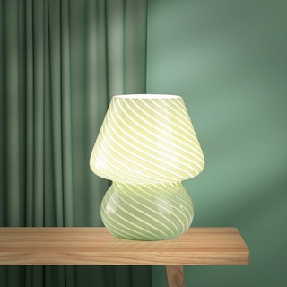 MLOQI Pilz Tischlampe für Wohnzimmer Schlafzimmer Lichter Glas Nachttile mit einer 3 -Farb -Glühbirne, Nachtlicht,Nachttischlampe Geschenke für Freunde Mini Lampe (Grün)