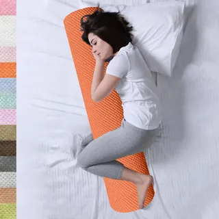 Lsjoaw Seitenschläferkissen 90x20x20cm Langes Kissen Body Pillow Körperkissen Rundes Ganzkörperkissen Stützkissen Erwachsene Kinder Umstandskissen Komfortkissen Orange
