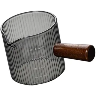 lazyfun Coffee Measuring Cup Ergonomic Wooden Handle Espresso Shot Glass for Precise Liquid Measurement Cooking Double Scale Measuring Cup