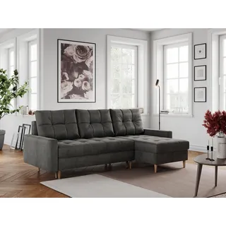 MKS MÖBEL Ecksofa COLIN, Set, mit Schlaffunktion, Skandinavisches Ecksofa, Holzbeine, zum Wohnzimmer grau