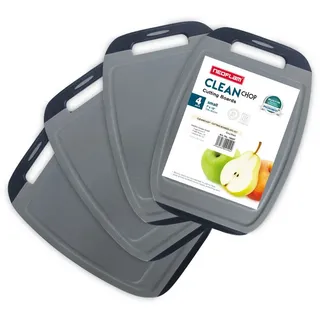 NEOFLAM® Schneidebrett BiJu Antibakterielles Frühstücksbrettchen Set, 4tlg. - Grau/Schwarz, Kunststoff (PP), (4-St) grau|schwarz