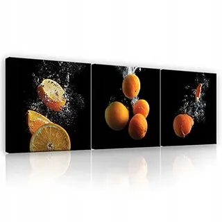 WallArena - Leinwand Bilder - Orangen - 75x25 cm Leinwandbilder - Bild auf leinwand - Wandbild XXL groß Wandbilder für Wohnzimmer Schlafzimmer Wohnzimmerbilder Modern kunstdruck - Küche