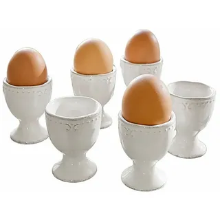 Mirabeau Geschirr-Set Eierbecher 6er Set Fontienne weiß, Steingut weiß