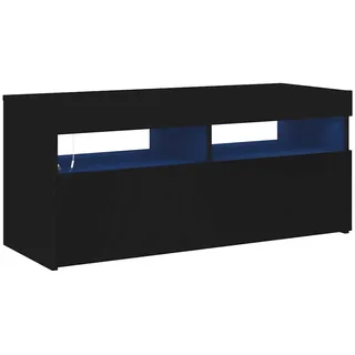 vidaXL TV-Schrank mit LED-Leuchten 90x35x40 cm Schwarz Holz