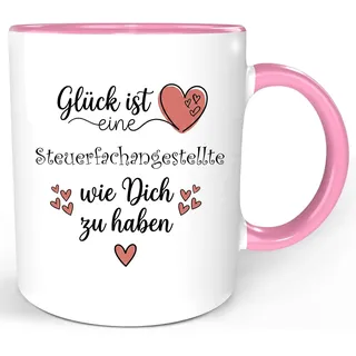Steuerfachangestellte Tasse – Lustiges Berufsgeschenk für Steuerfachangestellte – Geschenkidee für Kolleginnen, Freundinnen & Frauen (Pink)