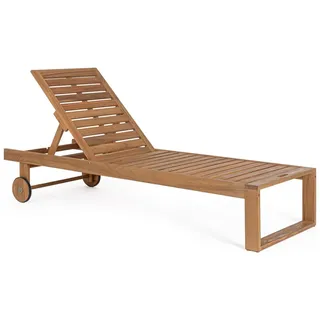 Gartenliege Danubio verstellbar - Akazienholz Natur, Teak-Optik, mit Rädern