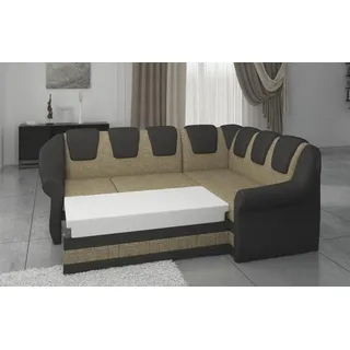 Xlmoebel Ecksofa Design Sofa mit Bettfunktion aus Leder und Textil, Made in Europa beige